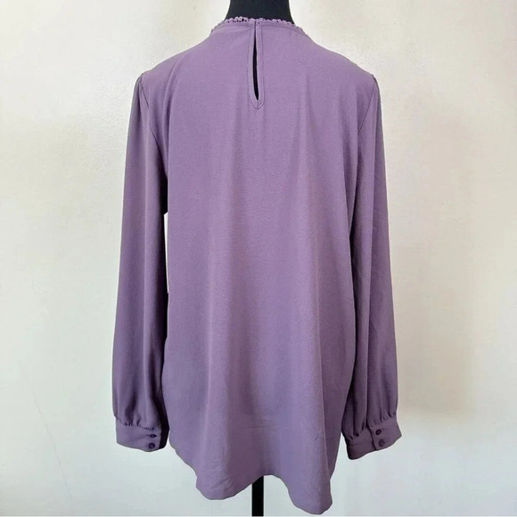 Halogen Womens Size 1X Crochet Pullover Lavender Long Sleeve Blouse - Picture 2 of 15
